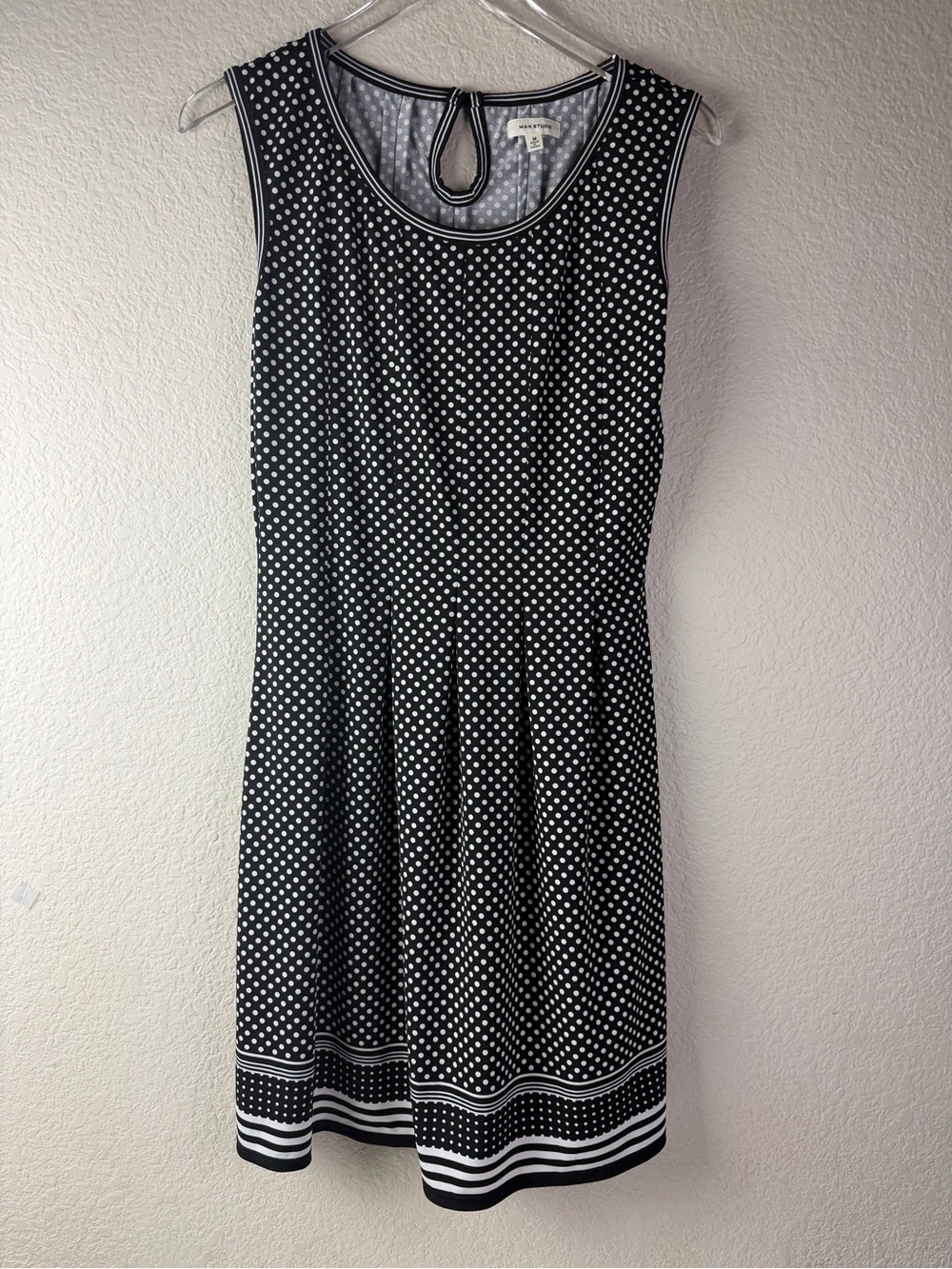 Max Studio Black and White Polka Dot Midi Dress
